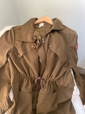 Ali Ro Olive Brown Utility Jacket with Drawstring Waist